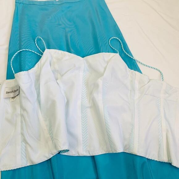 Fairycore Two Piece Dress Small Blue Striped Bustier Top Midi Skirt Prom Formal - Picture 7 of 8